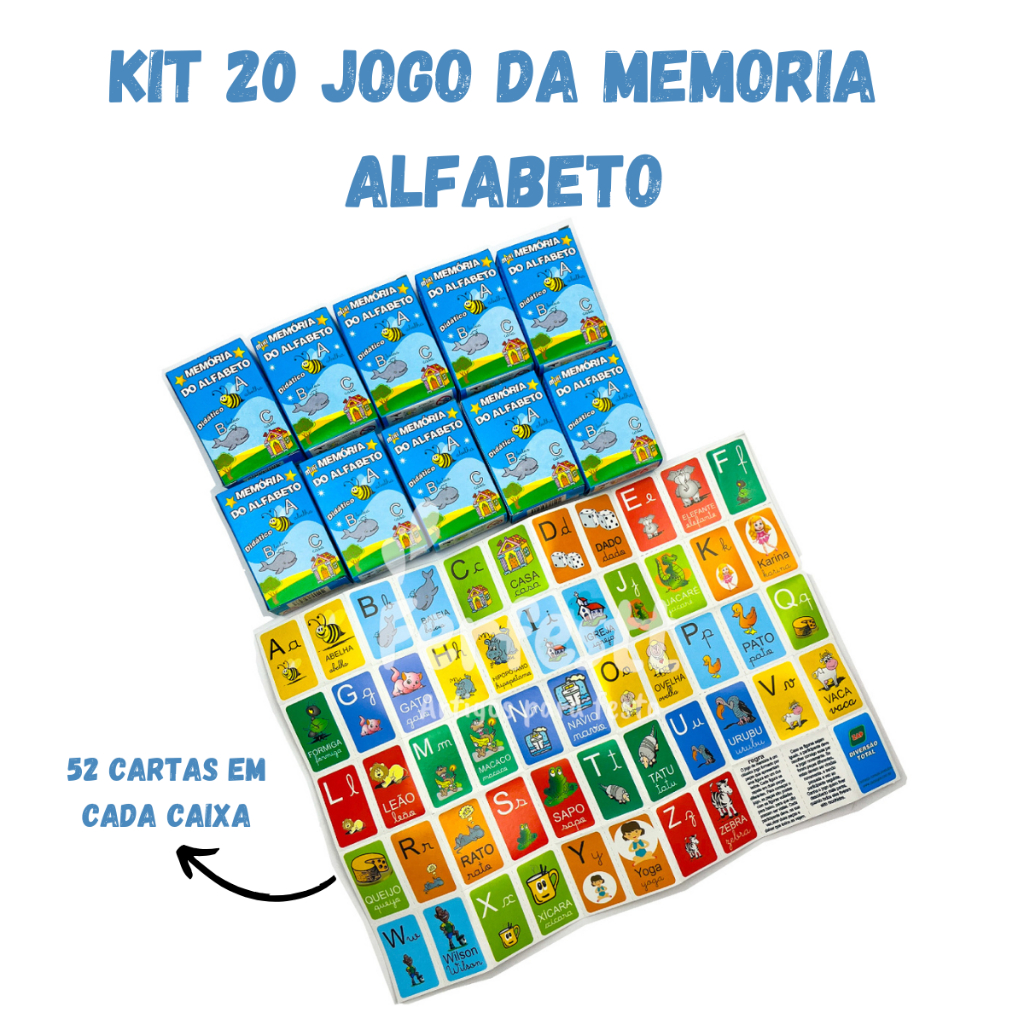 Kit 20 Jogo da Memoria Alfabeto Infantil p/ Kit Festa Lembrancinha Prenda Infantil Educativo em Oferta na Shopee