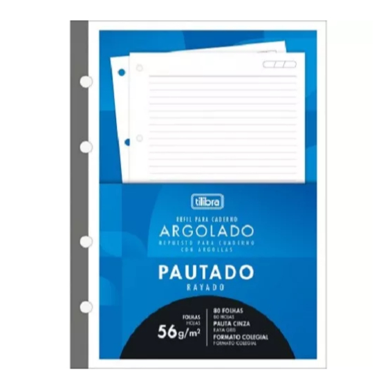 Refil Tiliflex P/ Caderno Argolado Colegial 80 Fls Kit C/ 4 - Tilibra