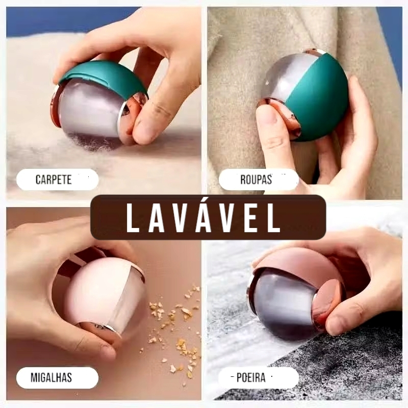 Tira Fiapos e Pelos Lavável e Reutilizável Esfera Rolo Papa Bolinha Silicone Gel 6,5CM