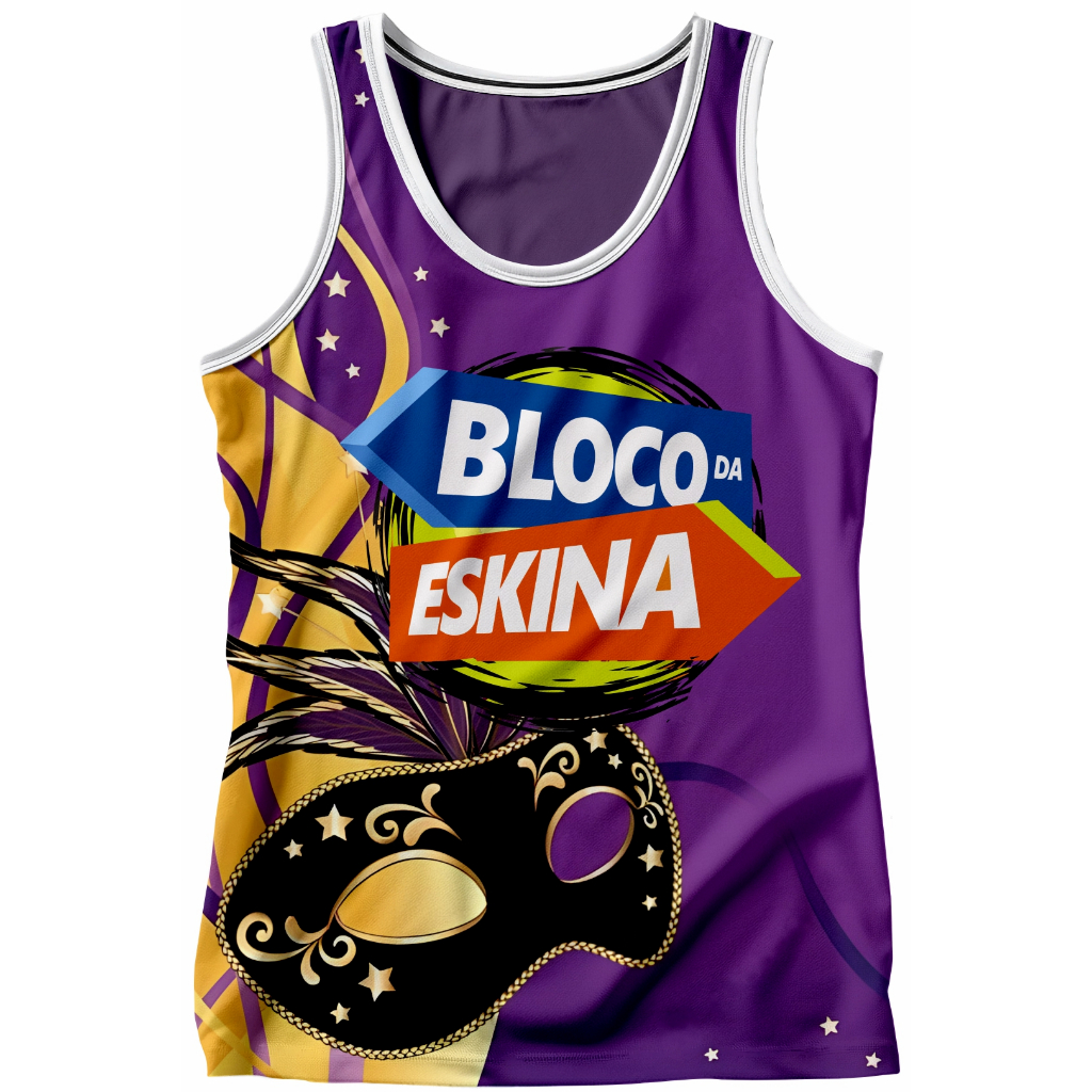 Camiseta Sem manga Abadá Poliéster - Carnaval Bloco da eskina roxa