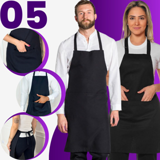 Kit 5 Avental Com Bolso Corpo Inteiro Oxford Liso Garçom Cozinha em Oferta na Shopee