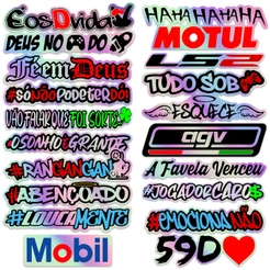 Conjunto 20 Adesivos Frases Holográfico Camaleão Carro Notebook Sticker Cartela Reflexivo Muda Cor