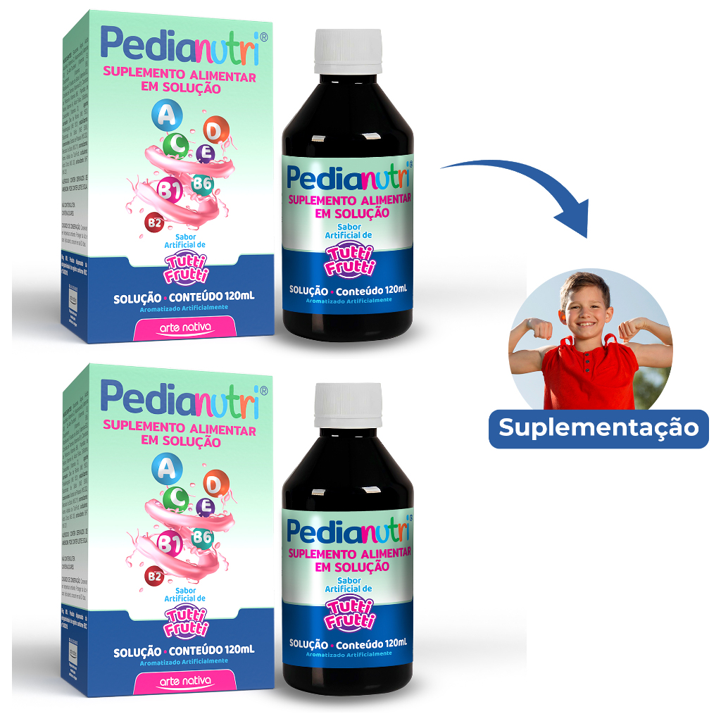 Kit 2 Pedianutri Suplemento Vitamina Infantil Kids Para Crianças 120ml Tutti-Frutti Arte Nativa