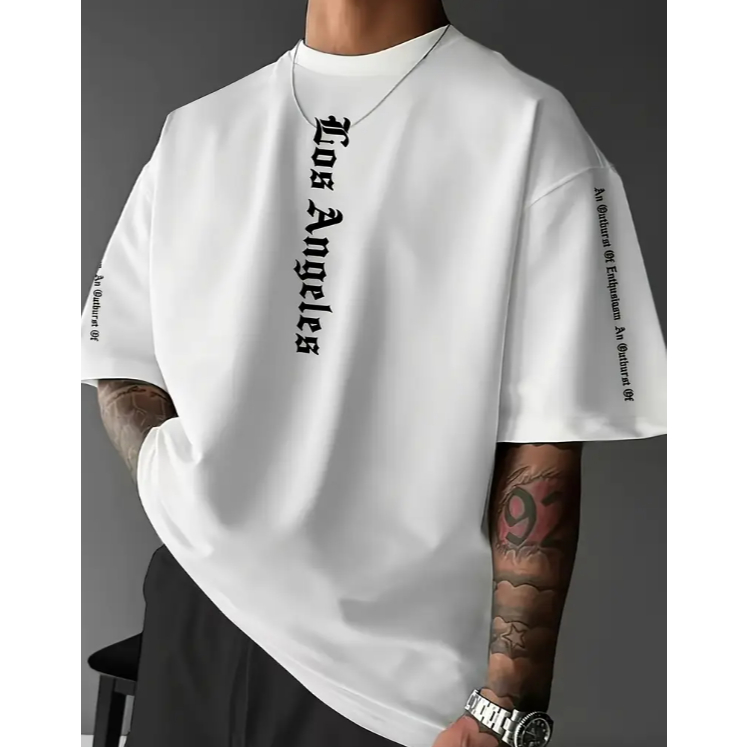 Camiseta Oversized Unissex Los Angeles Streetwear Estilosa 100% Algodão P ao G3 Fio 30.1
