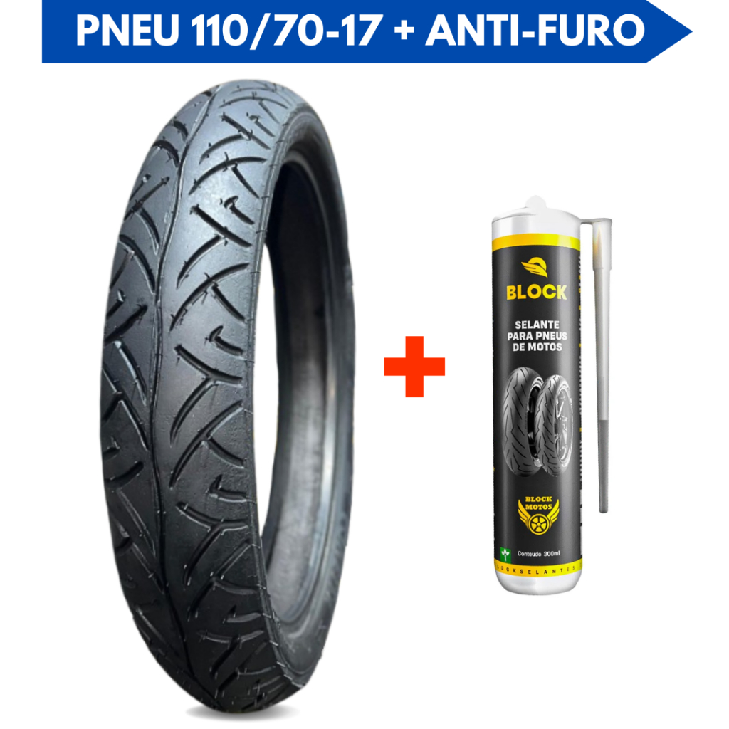 Pneu 110/70-17 Dianteiro + Selante Antifuro Sport Twister CB300 Fazer 250c