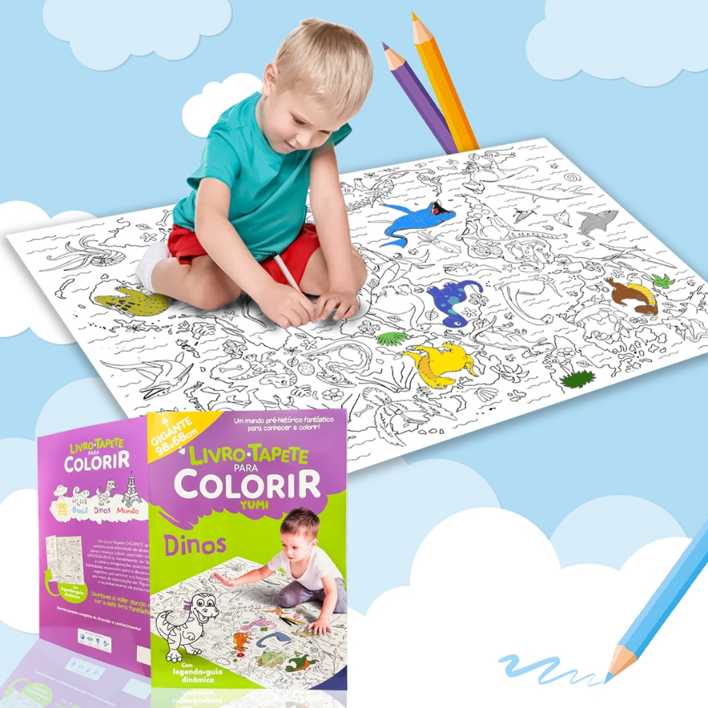 Livro-tapete Para Colorir: Dinossauros Desenhos Incríveis Livro De Pintura