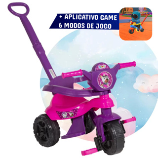 Motoca + Game Aplicativo 3D- Luxo Roxo/Rosa Meninas 1 a 3 anos - Pedal, Apoio e Empurrador - Inmetro em Oferta na Shopee