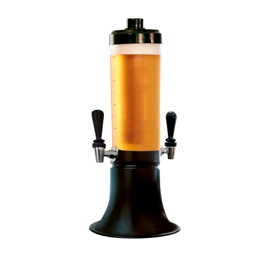 Torre de Chopp 3,5L com 2 refil gelante Com 2 Torneiras Bar Happy hour Cerveja Litrão Copo Removível