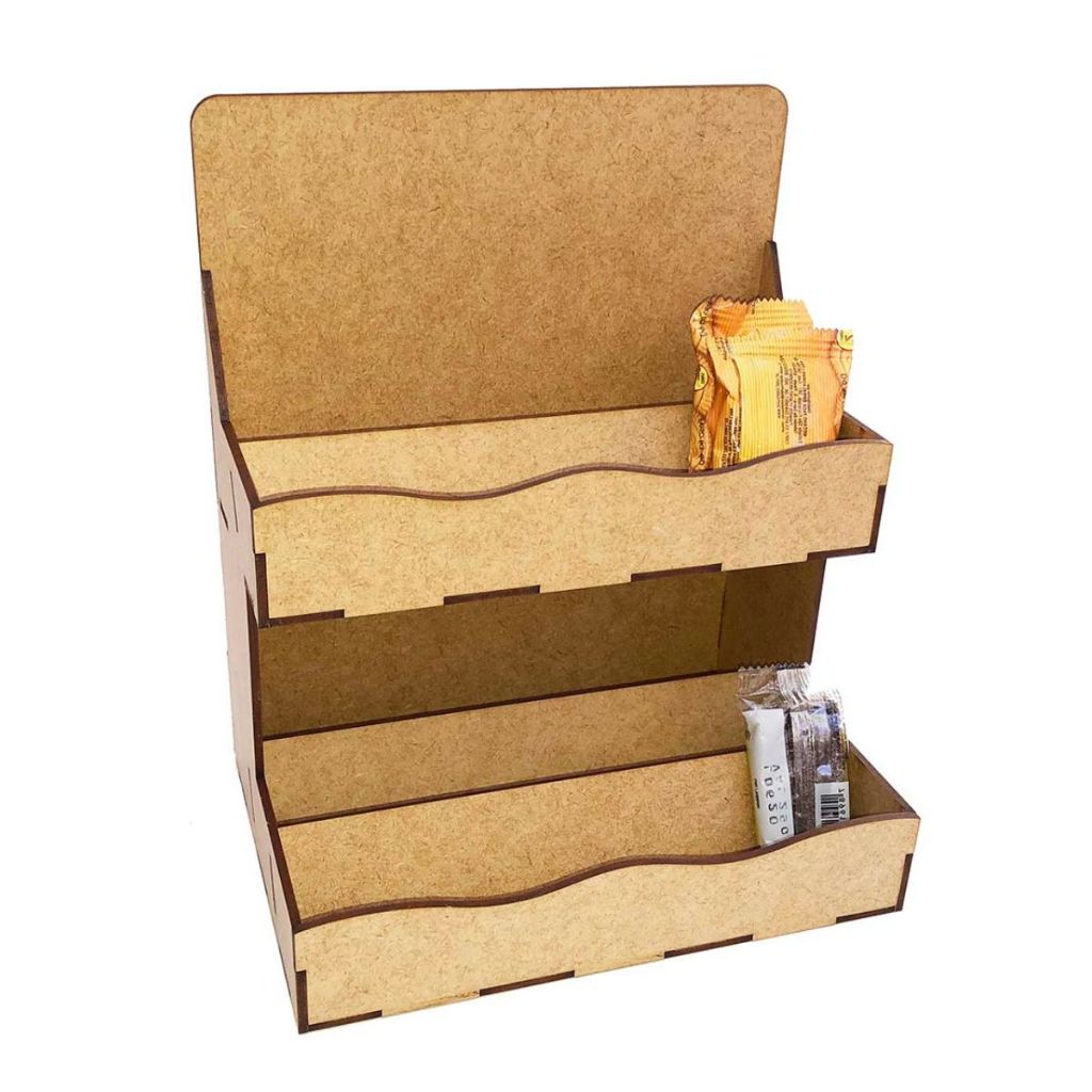Kit 2 suporte display expositor 21x25cm mdf 2 andar porta doce cartão palheiro barrinha mod 76007