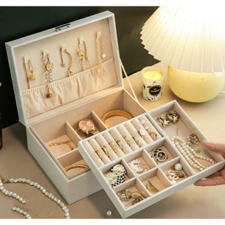 Porta Joia  Dupla Camada Multifuncional Couro com Chave em Oferta na Shopee