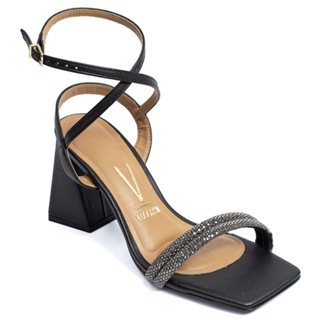 Sandália Vizzano Feminina Salto Bloco Strass Festa 6464-119 Preto em Oferta na Shopee