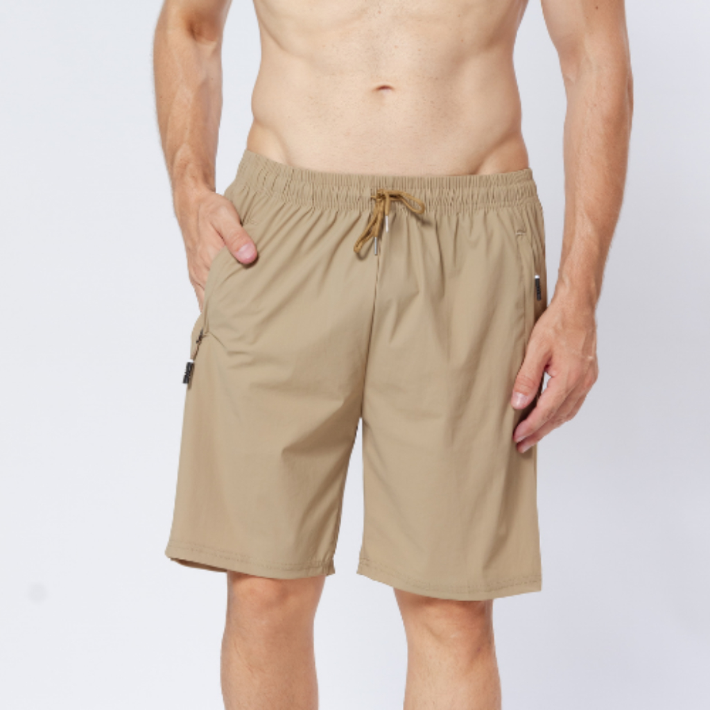 Bermuda Masculina Short Elastano Tech Drey Fit Com Bolso Faca Zipado Flexível Leve Sport Fino Tecido Inteligente Cordão