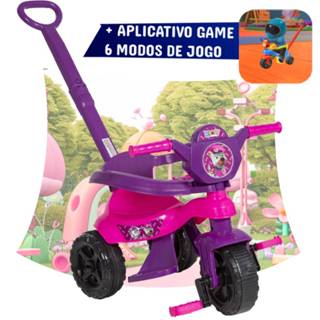 Motoca + Game Aplicativo 3D - Triciclo Menina Rosa ORIGINAL - Com Protetor, Pedal, Apoio - Inmetro em Oferta na Shopee