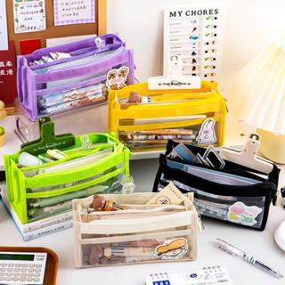 Estojo Escolar 6 Camadas Com Transparência Zíper Resistente Volta As Aulas-900770 em Oferta na Shopee