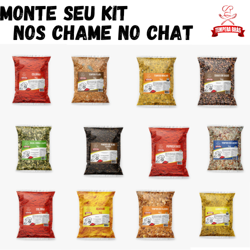 KIT ( 18 ) -- 10 TEMPEROS E CONDIMENTOS COM 50G CADA TOTALIZANDO 500G OS MAIS VENDIDOS LINHA PREMIUM TEMPERA BRÁS
