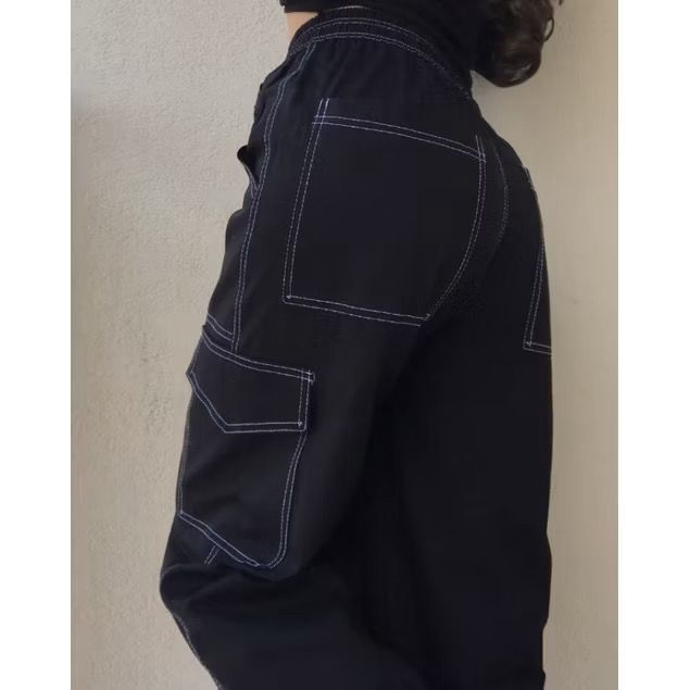 Calça Cargo Caqui,Preto, Bege Sarja Skate C/ Elástico unisex em Oferta na Shopee