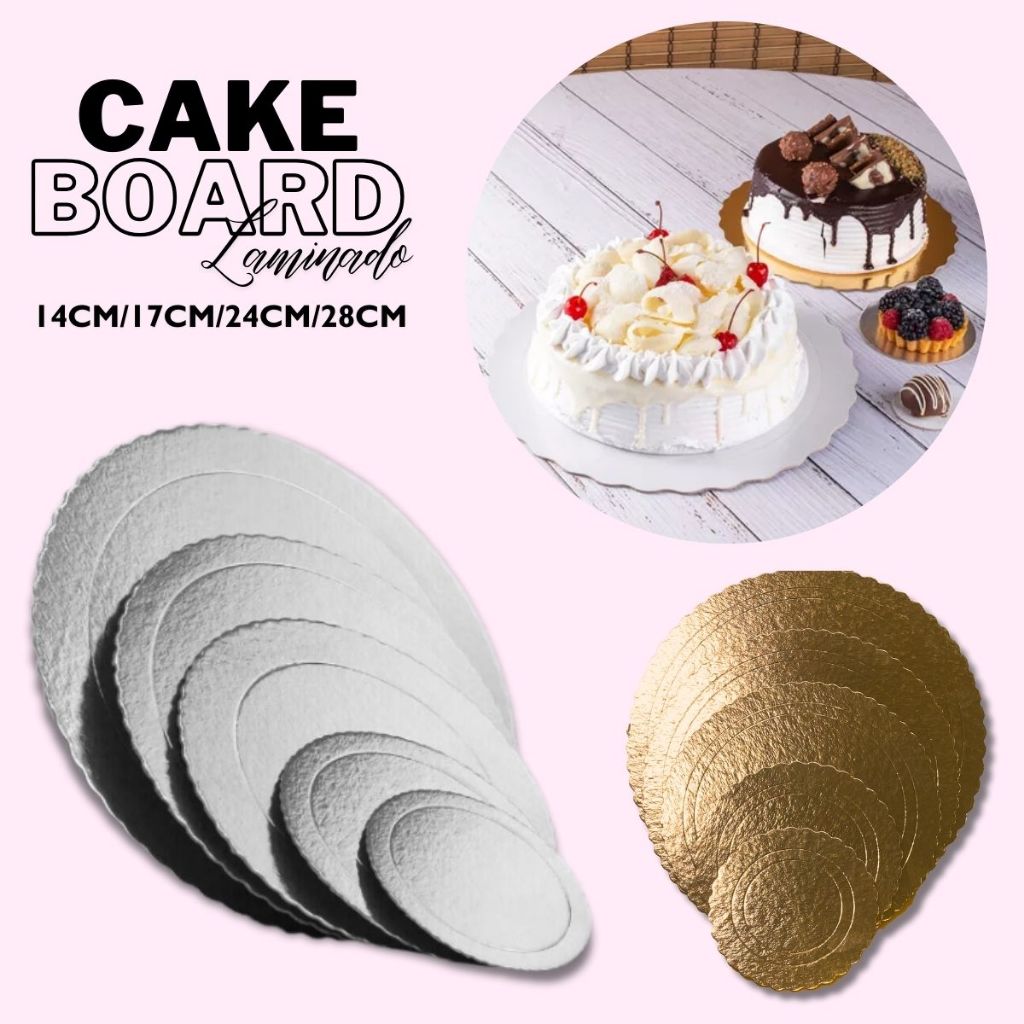 10 Discos Suporte de Bolo Base para Bolo Cake Board Festa Disco Laminado Dourado Prata 14/17/24/28cm em Oferta na Shopee