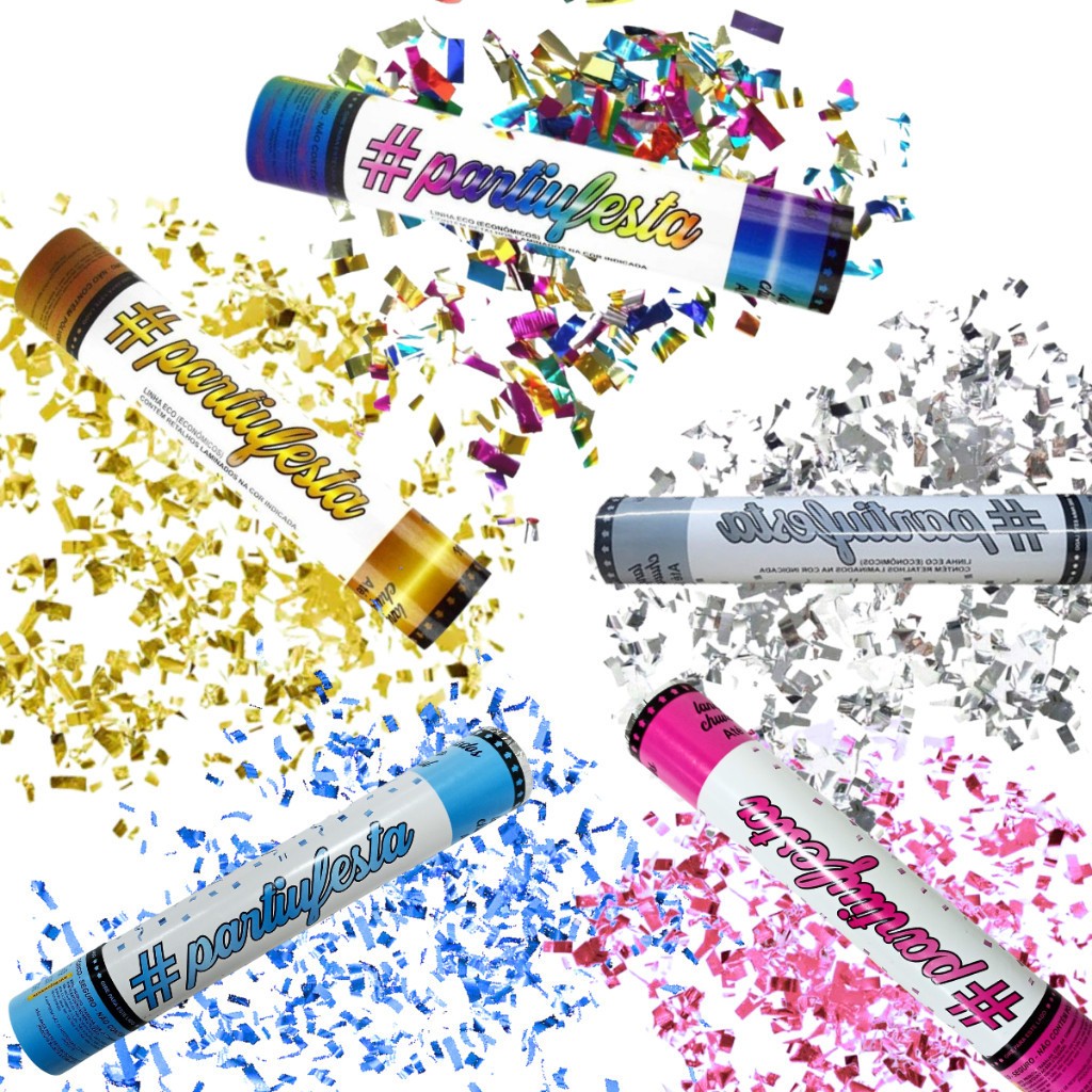 Lanca confete metalizado 30cm dourado, prata, azul, rosa,colorido em Oferta na Shopee