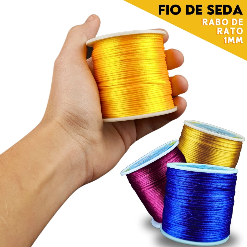 Fio De Seda 1.0mm 100metros | Cordão Rabo De Rato Brilhante Resistente e de Alta Qualidade - NL Fio De Seda 1.0mm 100metros | Cordão Rabo De Rato Brilhante Resistente e de Alta Qualidade - NL
