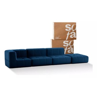 Sofá 3 lugares Modular com 1 Apoio (Puff) - Sofá na Caixa em Boucle com 4 Módulos 3,44m - 1 Braço em Oferta na Shopee