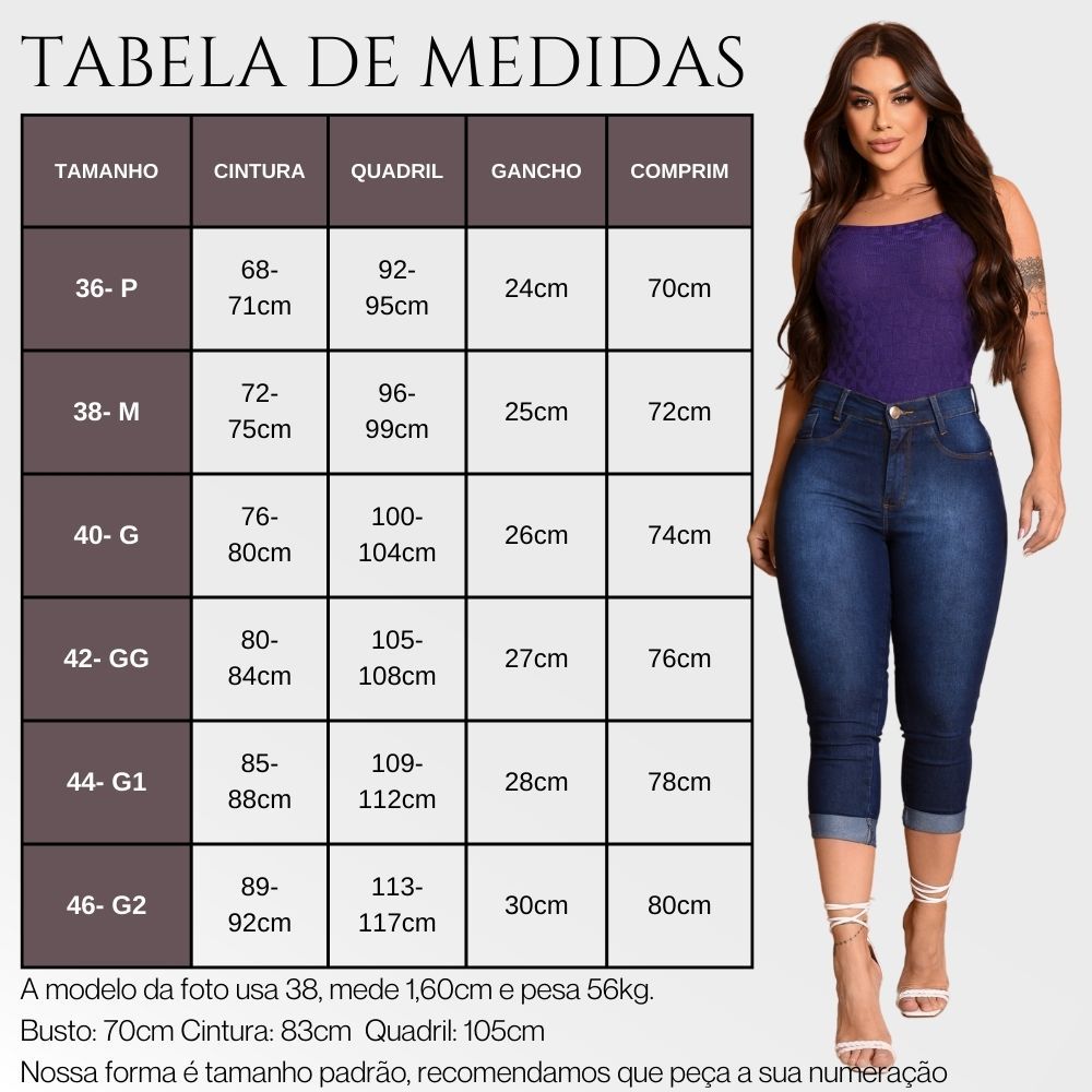 Kit 2 Capri Jeans Confortável Estilosa Com Elastano Empina Bumbum