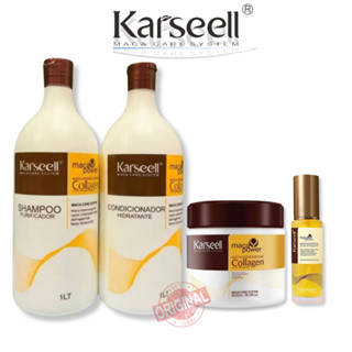 Kit Karseell Shampoo e Condicionador 1L Original-Máscara Hidratação 500ml óleo Reparador de Pontas . em Oferta na Shopee