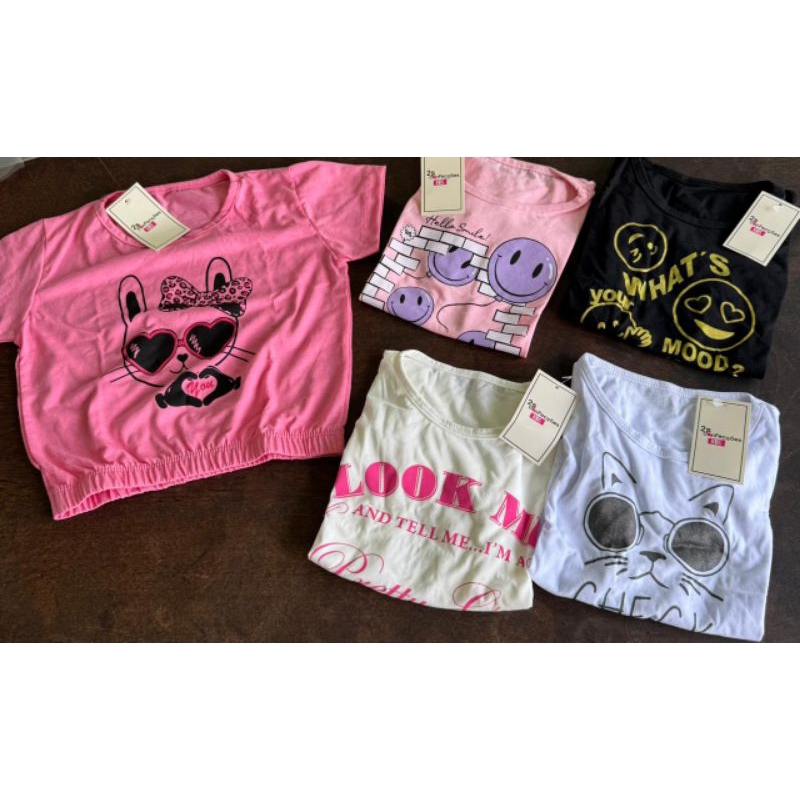 kit 3 camiseta menina manga curta cropped com elástico 4 ao 10