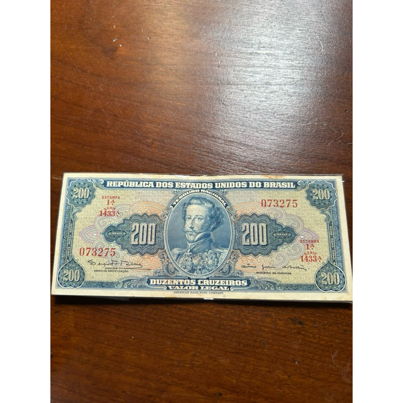 Cédula de 200 Cruzeiros - República dos Estados Unidos do Brasil (Cédula rara com D. Pedro I)