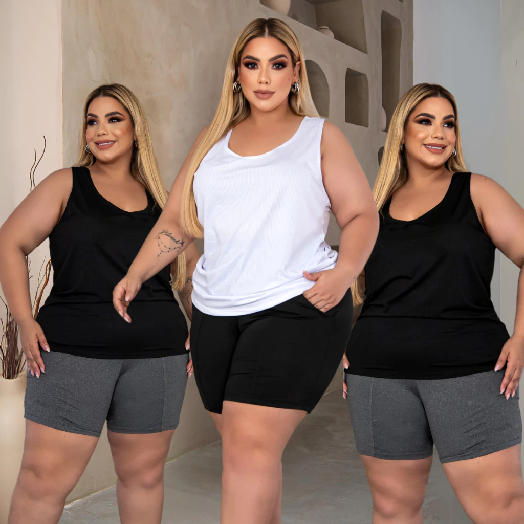 Regata Feminina Treino Academia Plus Size Academia Dry Fit GG G1 G2 G3 Nadador — imagem 1
