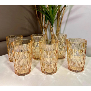 Jogo de Copos de Vidro Cristal Luxuoso Diamond 360 ML Color KEHOME Conjunto com 6 Unidades
