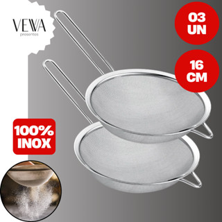 Kit 02 Peneira GRANDE 16 cm Coador Manual Em Aço Inox Para Cozinha em Oferta na Shopee