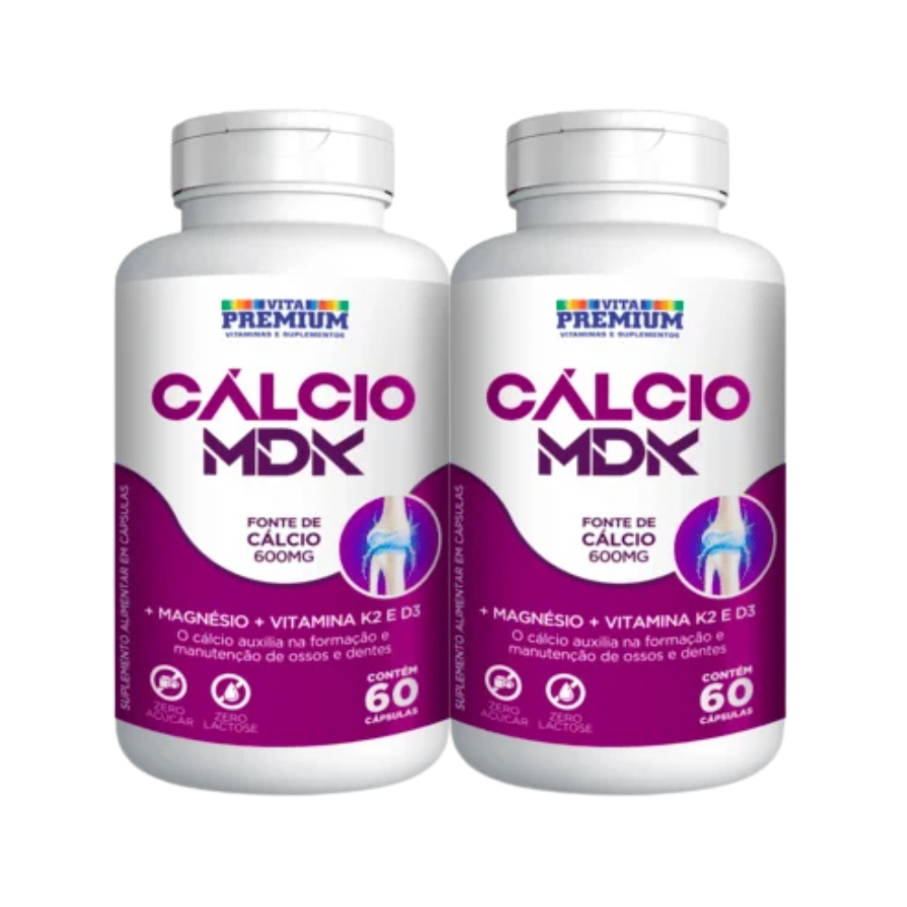 Kit Com 2 Suplemento Calcio Mdk + magnésio + vitamina K2 D3 Vita Premium  60 Capsulas