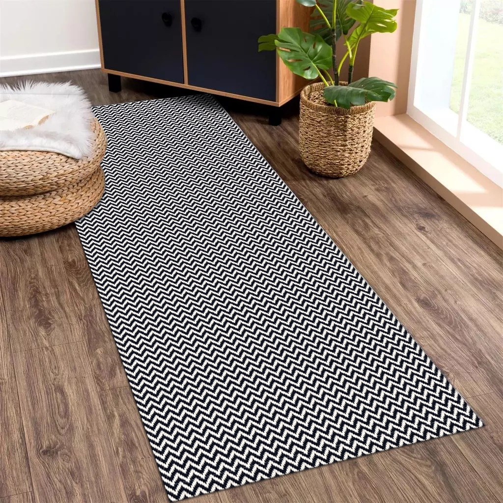 Tapete Passadeira 0,65m x 2,00m Antiderrapante Beira Cama Gigante Zig Zag Quarto Sala Cozinha em Oferta na Shopee