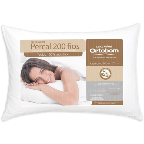 2 Travesseiro Ortobom Antialérgico Lavável 200 Fios 100% Algodão em Oferta na Shopee