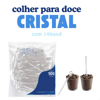 Colher Para doces descartável transparente com 100und descarfest. em Oferta na Shopee