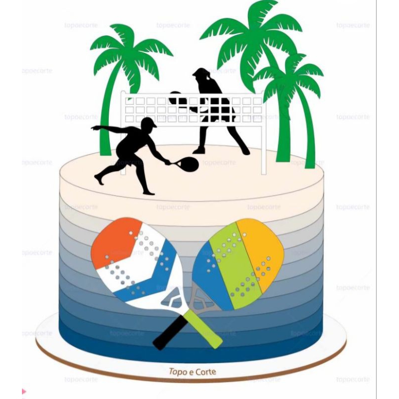 Topo de bolo Beach Tennis/camadas