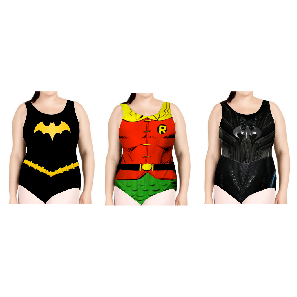Body Plus Size Feminino Batman Robin Batgirl Batwoman Super Heróis Carnaval Fantasia Festa Heroína