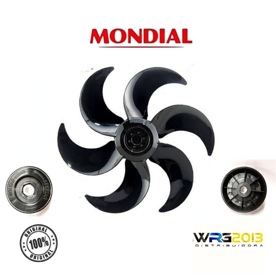 Hélice + Trava Ventilador Mondial Preta 40cm 6 Pás Original