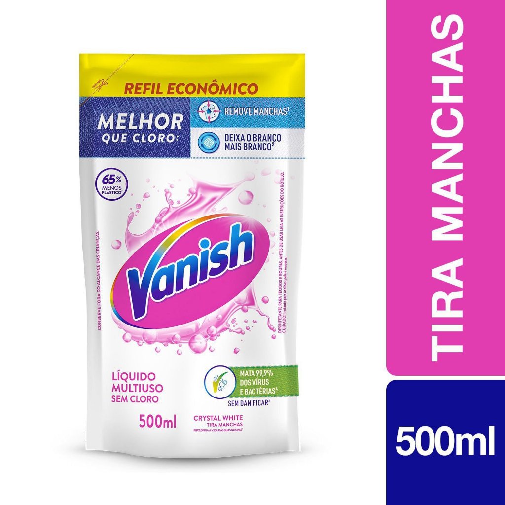 Tira Manchas Vanish Líquido Crystal White para roupas brancas Refil Econômico 500ml em Oferta na Shopee