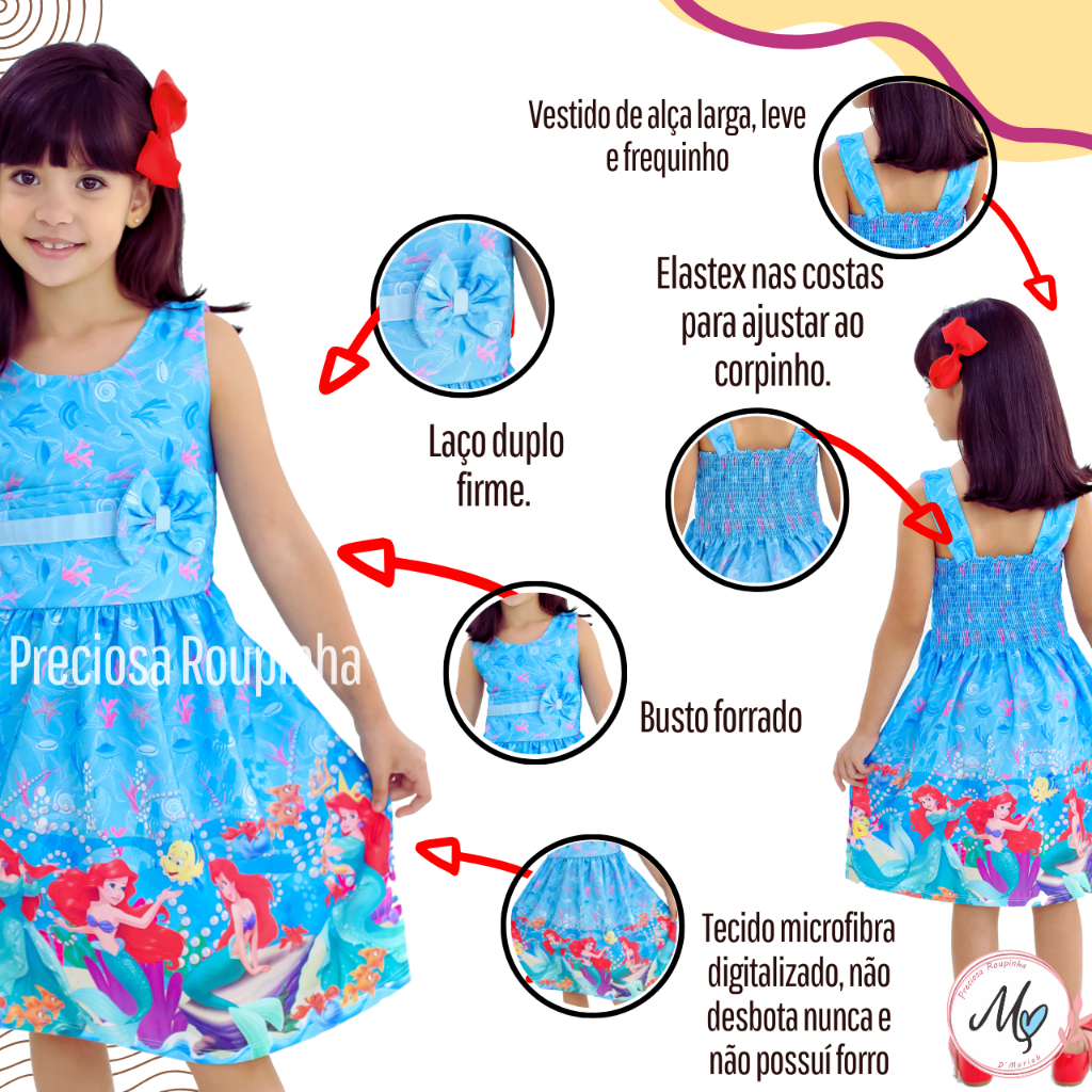 Vestido Menina Infantil Temático Simples Báscio Divertidamente Stich — imagem 2 de 2