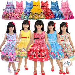 Vestido Menina Infantil Temático Simples Báscio Divertidamente Stich