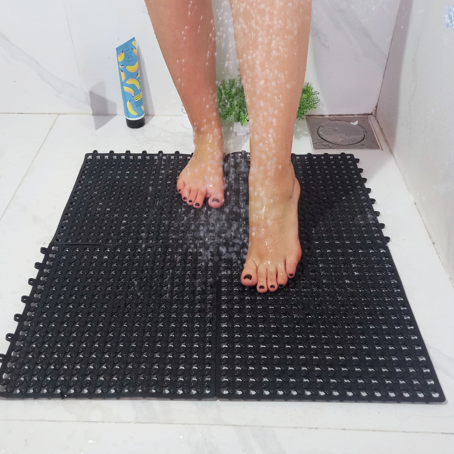 Kit 4 Piso Emborrachado 30x30 para Banheiro e Sauna - Antiderrapante e Seguro