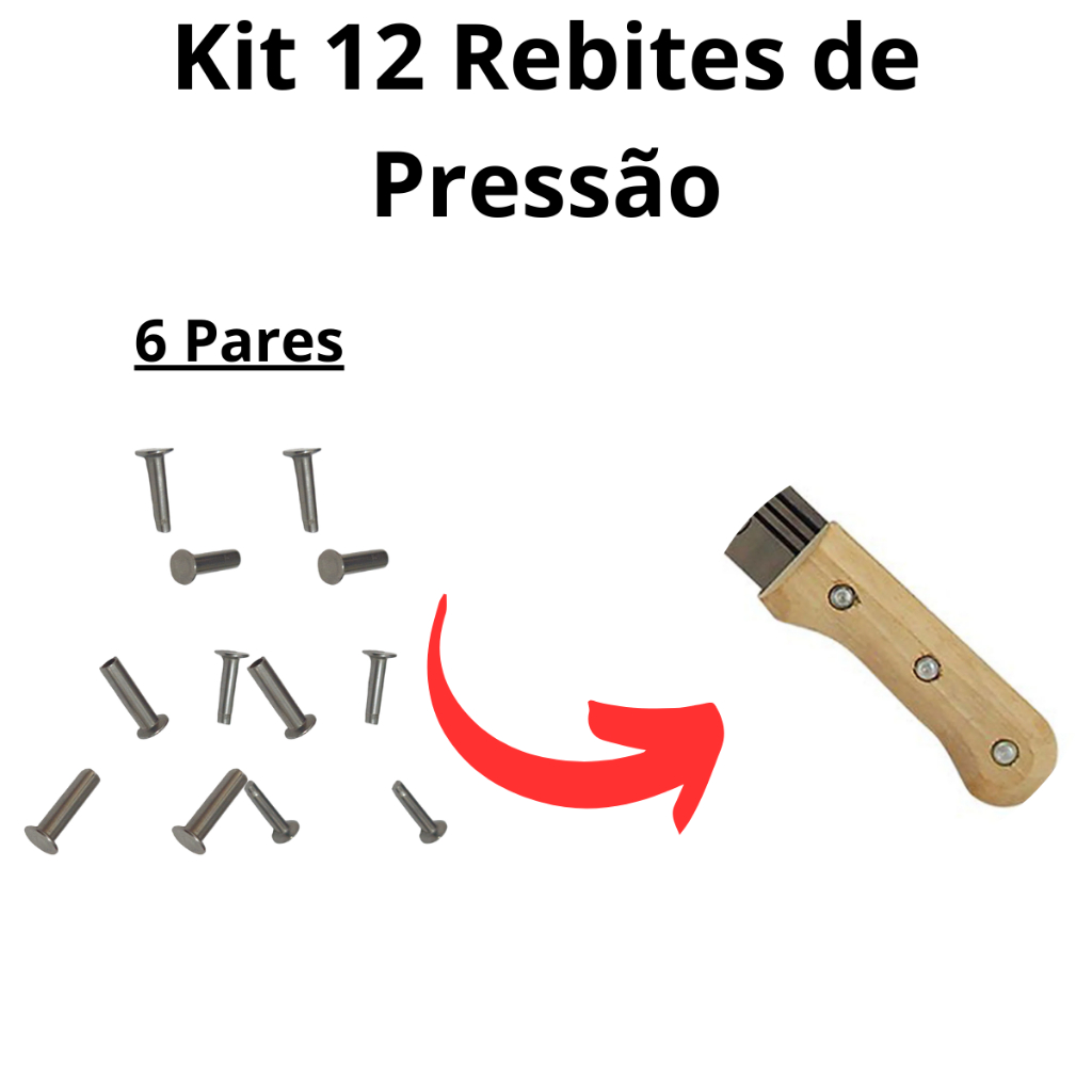 Kit 12 Rebites de Pressão para Cabo de Facão/Faca 6 PARES 1,6cm - 16mm