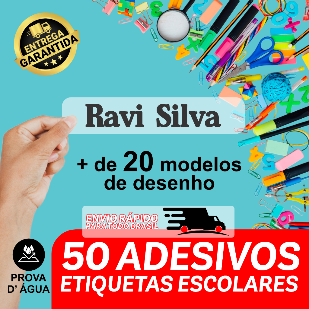 Etiqueta Escolar a prova d'água 5x1cm folha com 50 unid personalizada identificação Material Escolar em Oferta na Shopee