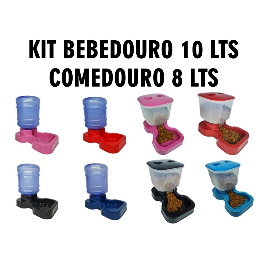 Bebedouro Automático Galão10 Litros + Comedouro Automático 8 Litros Raças Grandes em Oferta na Shopee
