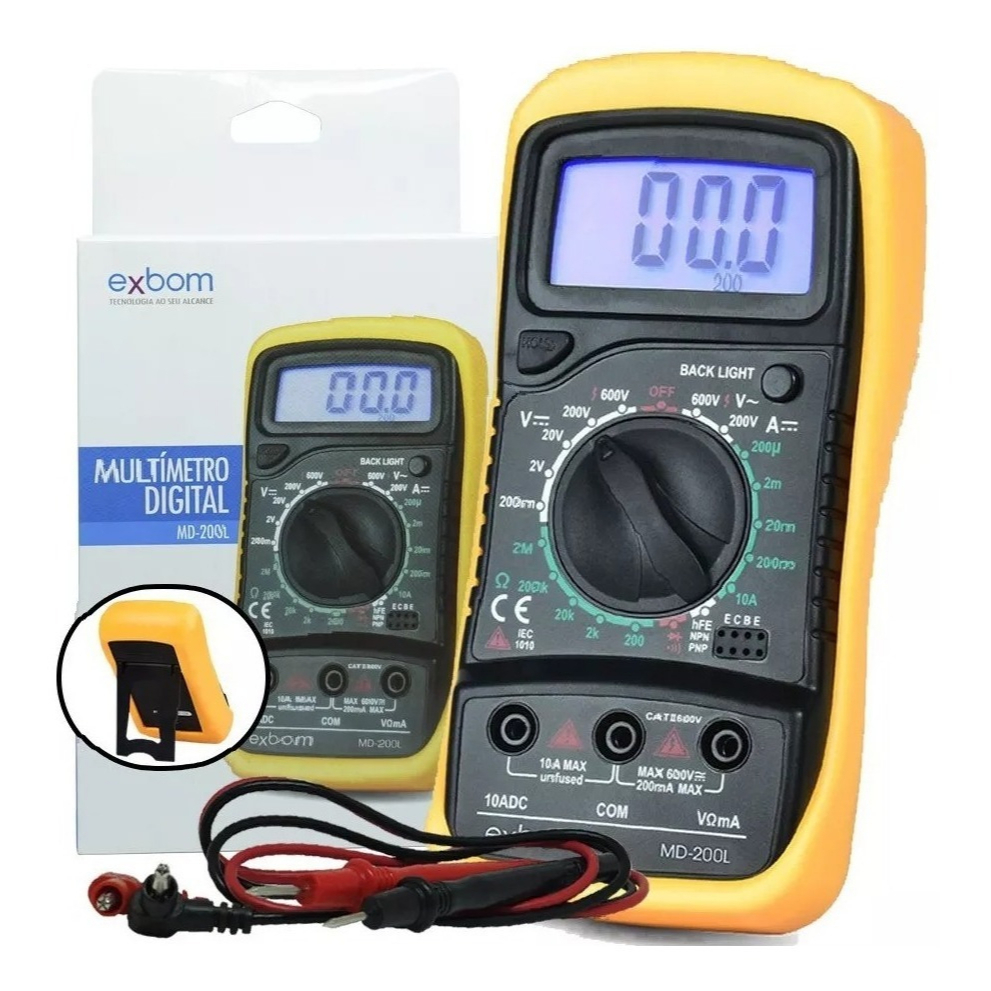Multímetro Digital Profissional Portátil Bip Hold Md-200l