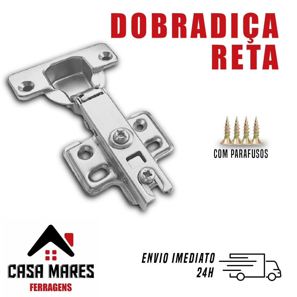 Dobradiça Para Armario 35mm Reta - Curva - Super Curva - Com Parafusos de Instalação