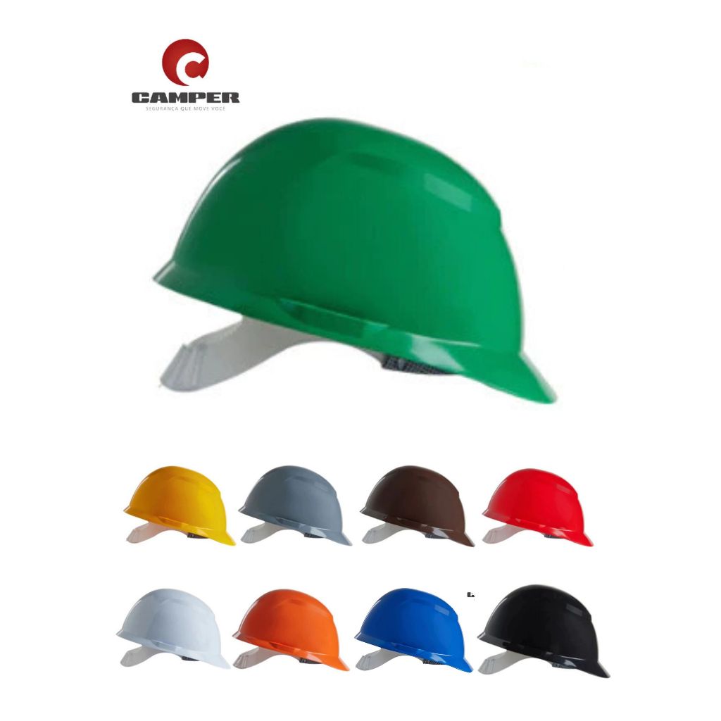 KIT 10 Capacete Segurança Proteção Classe B e Carneira Camper CA34414 Pedreiro Operários Engenheiro