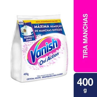 Tira Manchas Vanish em Pó Crystal White Oxi Action para roupas brancas Refil  400g em Oferta na Shopee