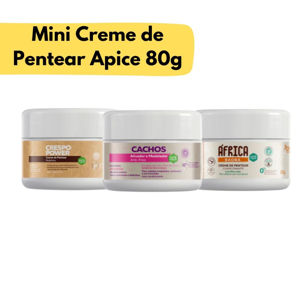 Miniatura Creme de Pentear 80G Apice Cachos e Crespo em Oferta na Shopee